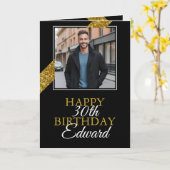 Carte Parties scintillant d'or moderne Stripe ami garçon (Fleur jaune)