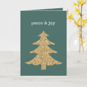 Carte Parties scintillant d'or Noël Arbre pin Vert Paix (Fleur jaune)