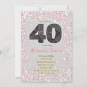 Carte Parties scintillant d'or rose 40e anniversaire Inv (Devant)