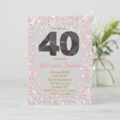 Carte Parties scintillant d'or rose 40e anniversaire Inv (Debout devant)