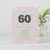Carte Parties scintillant d'or rose 60e anniversaire Inv (Debout devant)