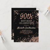 Carte Parties scintillant d'or rose Black Glitz Glam 90e (Devant/Arrière en situation)