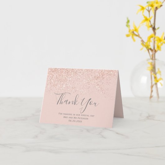 Carte parties scintillant d'or rose rose pâle mariage me (Fleur jaune)