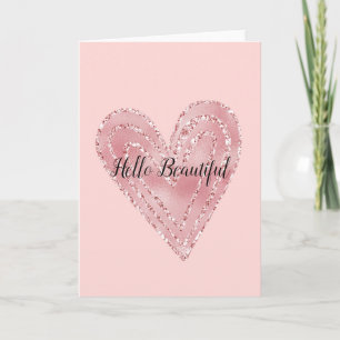 Carte Parties scintillant d'or rose vif Coeur brillant