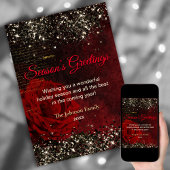 Carte Parties scintillant d'or rouge chic Noël nouvel an