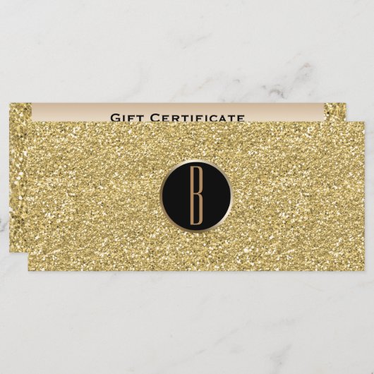 Carte Parties scintillant d'or Shine Glam Monogramme Cer (Devant / Derrière)