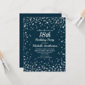 Carte Parties scintillant en argent bleu marine 18e anni (Devant/Arrière en situation)