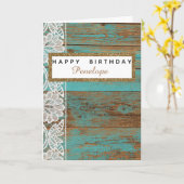 Carte Parties scintillant en dentelle de bois Turquoise (Fleur jaune)