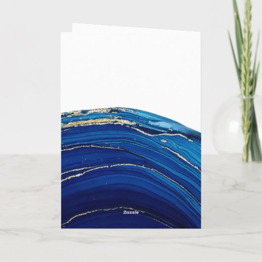 Carte Parties scintillant en marbre bleu fabuleux 2 Phot (Dos)