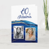 Carte Parties scintillant en marbre bleu fabuleux 2 Phot (Devant)