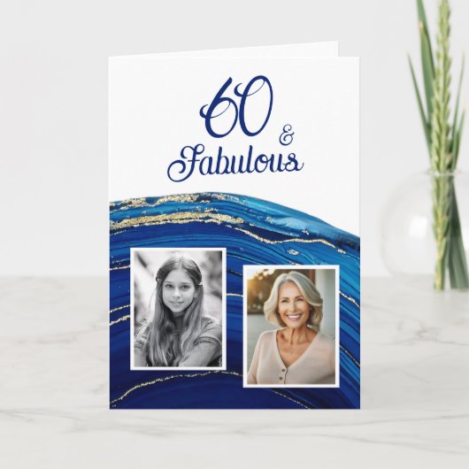 Carte Parties scintillant en marbre bleu fabuleux 2 Phot (Devant)