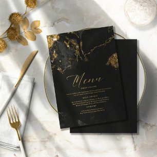 Carte Parties scintillant en marbre Mariage Black Gold I