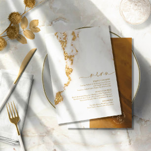 Carte Parties scintillant en marbre moderne Mariage Gold