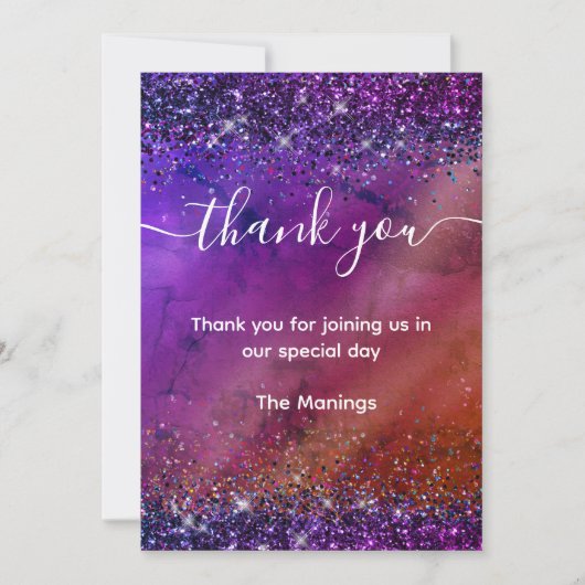 Carte Parties scintillant en métal brossé violet iridesc (Devant)