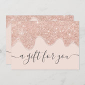 Carte Parties scintillant en or Blush rose gouttes cade (Devant / Derrière)