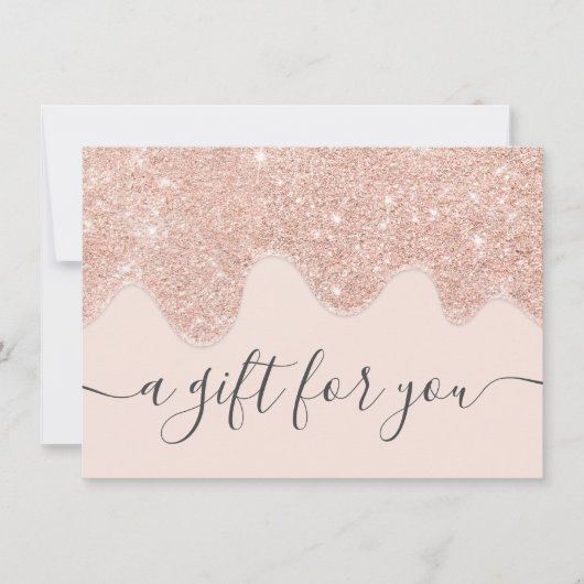 Carte Parties scintillant en or Blush rose gouttes cade (Devant)