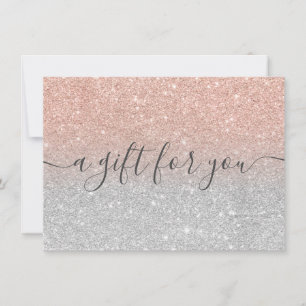 Carte parties scintillant en or rose argent ombre cadeau