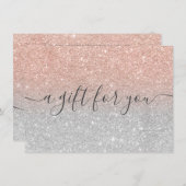 Carte parties scintillant en or rose argent ombre cadeau (Devant / Derrière)