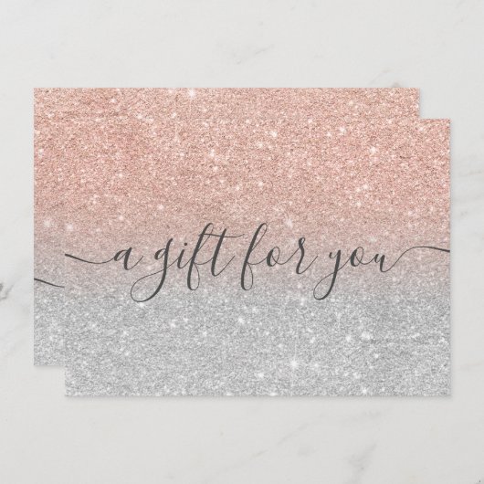Carte parties scintillant en or rose argent ombre cadeau (Devant / Derrière)
