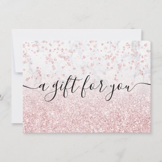 Carte parties scintillant en or rose blanc marbre cadeau (Devant)