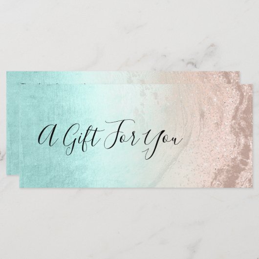 Carte Parties scintillant en or rose cuivre et maquillag (Devant / Derrière)