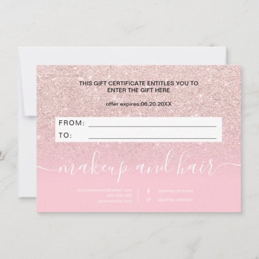 Carte parties scintillant en or rose noir  cadeau sombre (Dos)