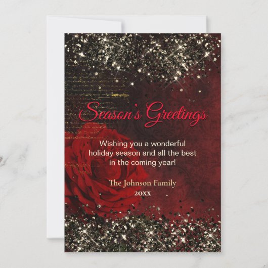 Carte Parties scintillant en or rouge chic parties scint (Devant)