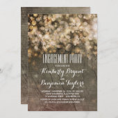 Carte Parties scintillant en or rustique illumine la par (Devant / Derrière)