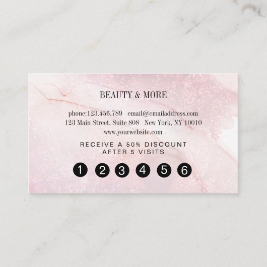 Carte Parties scintillant fidélité 5 clous Lashes  (Dos)