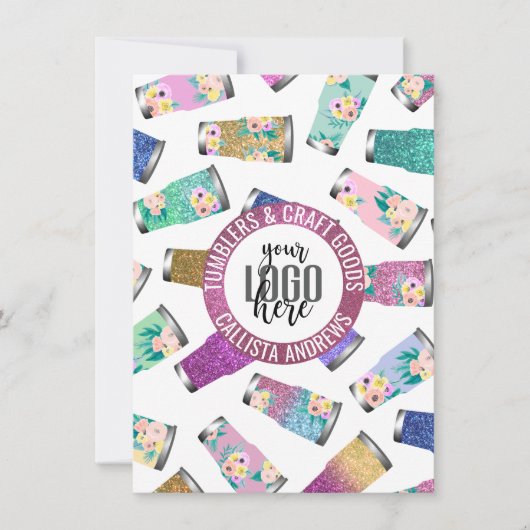 Carte Parties scintillant florale rose Turquoise Instruc (Devant)