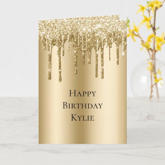 Carte Parties scintillant Glitzy Gold Sparkle Drithday (Fleur jaune)