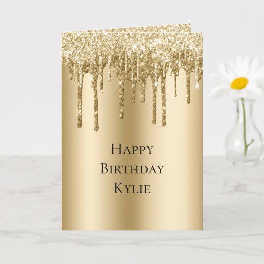 Carte Parties scintillant Glitzy Gold Sparkle Drithday (Petite plante)
