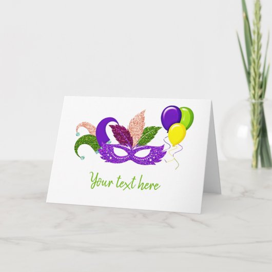 Carte parties scintillant mardi gras carnaval Masquerade (Devant)