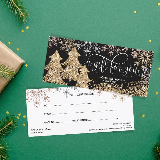 Carte Parties scintillant moderne Noël Arbre de neige Fl