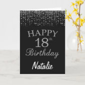 Carte Parties scintillant noir et argent 18e anniv (Fleur jaune)