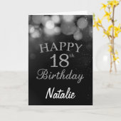 Carte Parties scintillant noir et argent 18e anniv (Fleur jaune)