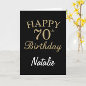 Carte Parties scintillant Noir et Or 70e Anniversaire Ca (Fleur jaune)
