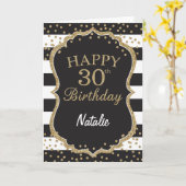 Carte Parties scintillant Noir et Or confetti 30e Annive (Fleur jaune)
