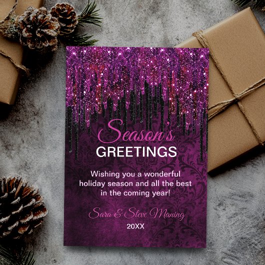 Carte Parties scintillant noire rose mignonne Drives Noë