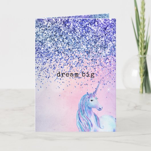 Carte Parties scintillant Ombre rose violet Unicorn (Devant)