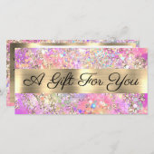 Carte Parties scintillant opale rose certificat cadeau (Devant / Derrière)