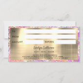 Carte Parties scintillant opale rose certificat cadeau (Dos)