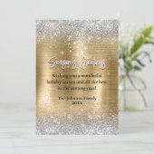 Carte parties scintillant or argent chic nouvel an Noël (Debout devant)