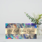 Carte Parties scintillant or bleu opale certificat cadea (Debout devant)