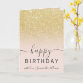 Carte Parties scintillant or chic moderne ombre 2 photo  (Fleur jaune)