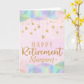 Carte Parties scintillant or de retraite glamour (Fleur jaune)