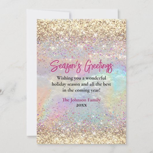 Carte Parties scintillant or irisé Noël nouvelle année (Devant)