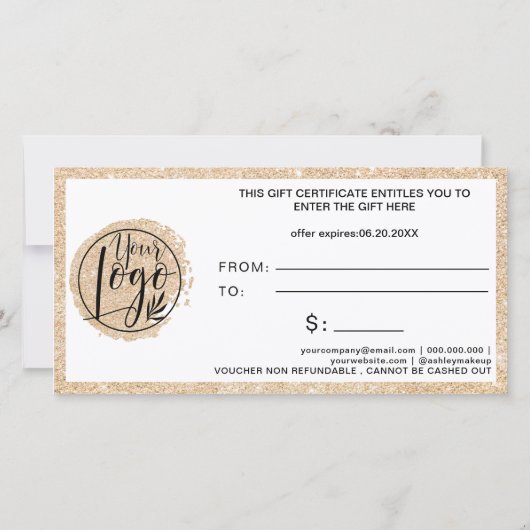 Carte Parties scintillant or sauge vert logo certificat  (Dos)