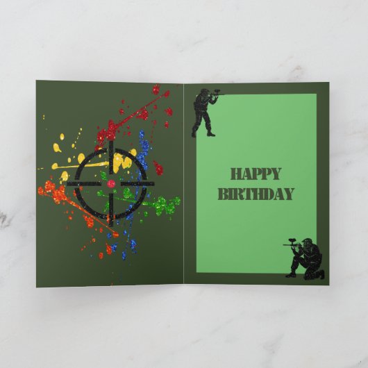 Carte Parties scintillant Paintball Thème Nom et âge Ann (Intérieur)