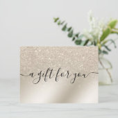 Carte parties scintillant perle ivoire ombre cadeau cert (Debout devant)